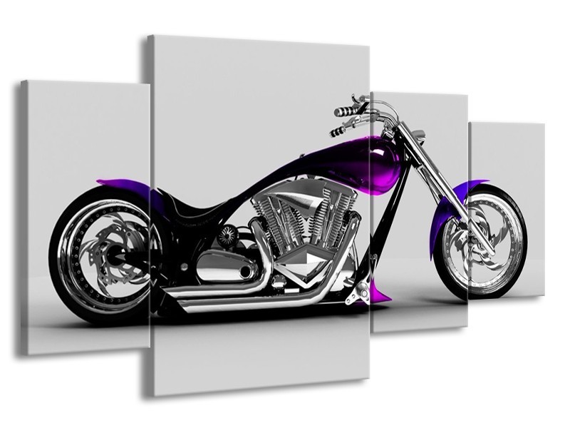 Glas schilderij Motor | Grijs, Zwart, Paars | 160x90cm 4Luik