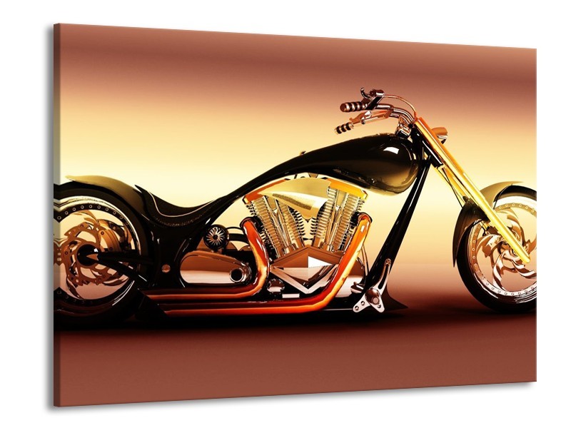 Glas schilderij Motor | Oranje, Bruin, Geel | 100x70cm 1Luik