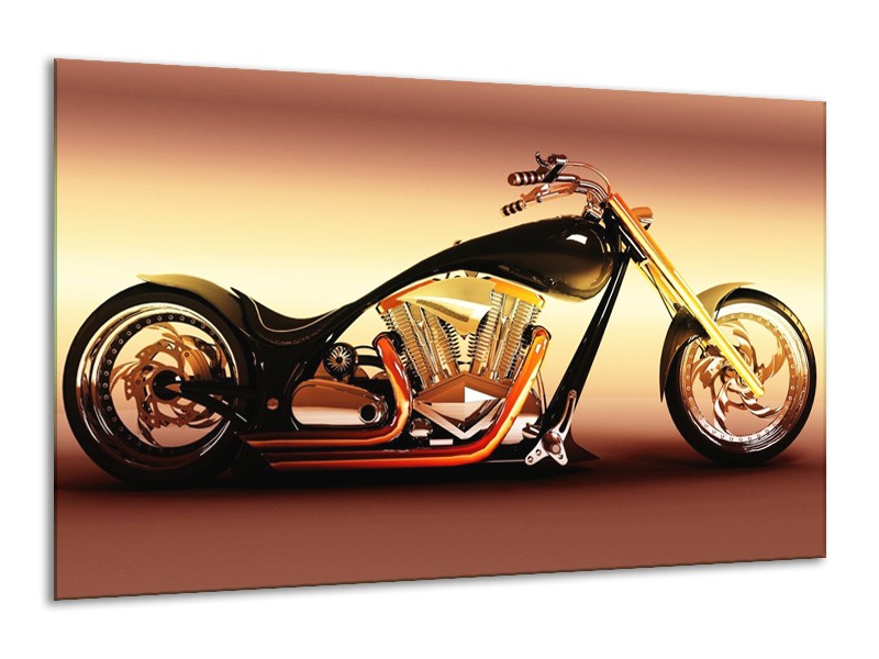 Glas schilderij Motor | Oranje, Bruin, Geel | 120x70cm 1Luik