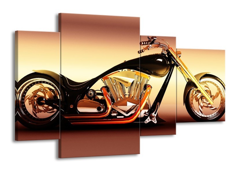 Glas schilderij Motor | Oranje, Bruin, Geel | 120x75cm 4Luik