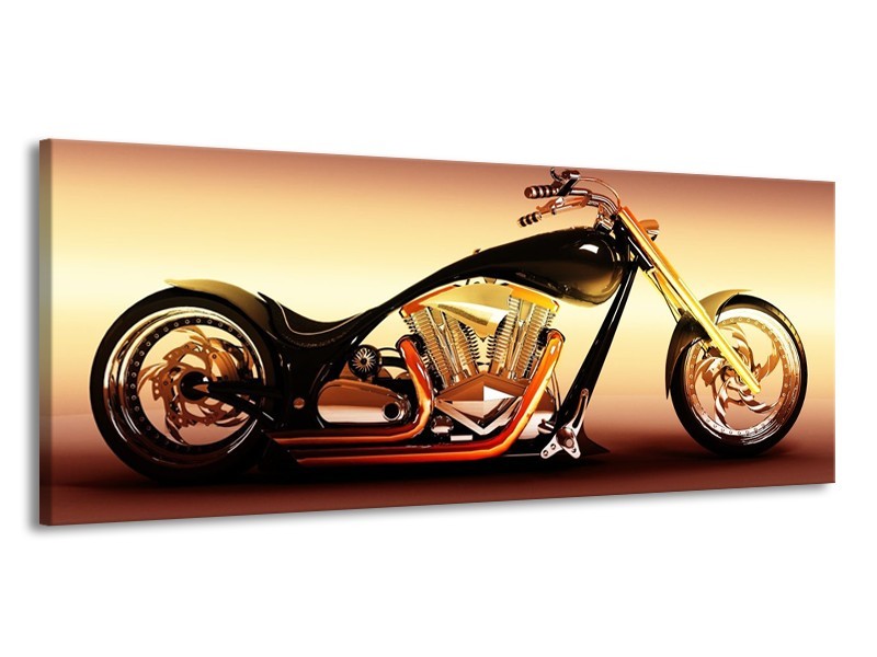 Glas schilderij Motor | Oranje, Bruin, Geel | 145x58cm 1Luik