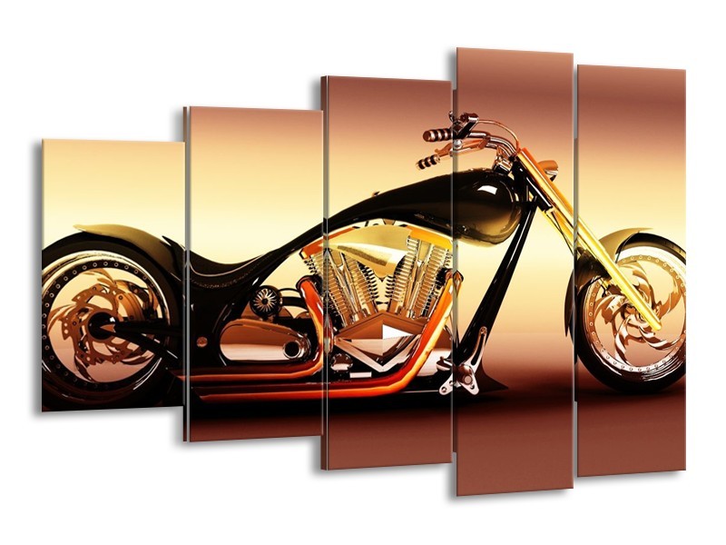 Glas schilderij Motor | Oranje, Bruin, Geel | 150x100cm 5Luik