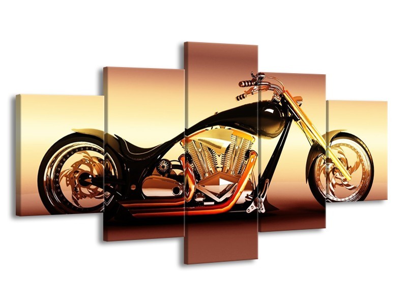 Glas schilderij Motor | Oranje, Bruin, Geel | 150x80cm 5Luik