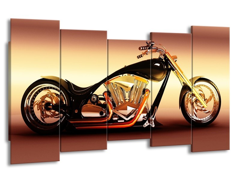 Glas schilderij Motor | Oranje, Bruin, Geel | 150x80cm 5Luik