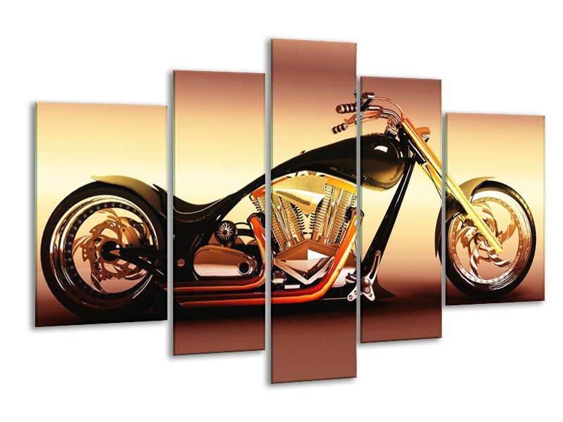 Glas schilderij Motor | Oranje, Bruin, Geel | 170x100cm 5Luik
