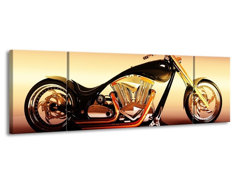 Glas schilderij Motor | Oranje, Bruin, Geel | 170x50cm 3Luik