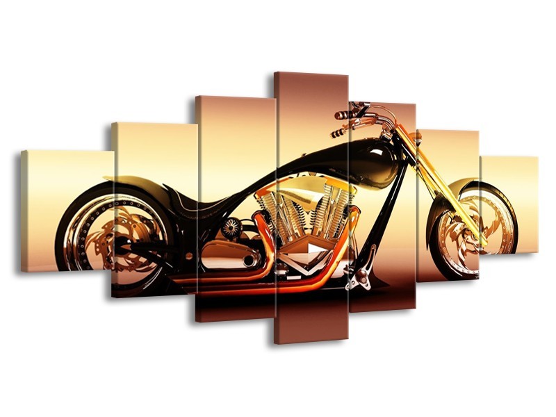 Glas schilderij Motor | Oranje, Bruin, Geel | 210x100cm 7Luik