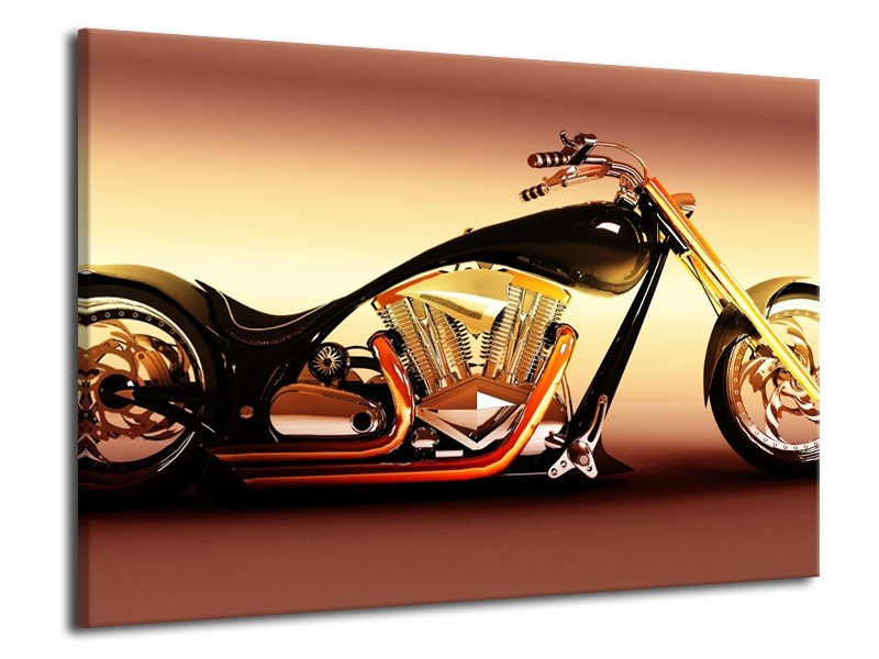 Glas schilderij Motor | Oranje, Bruin, Geel | 70x50cm 1Luik