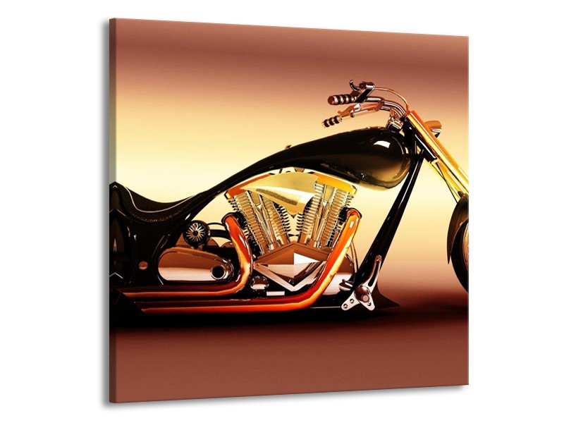 Glas schilderij Motor | Oranje, Bruin, Geel | 70x70cm 1Luik