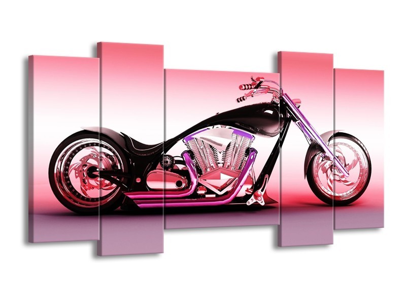 Glas schilderij Motor | Paars, Roze, Zwart | 120x65cm 5Luik