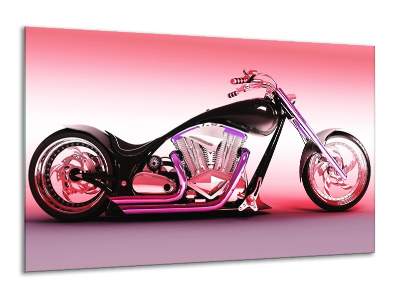 Glas schilderij Motor | Paars, Roze, Zwart | 120x70cm 1Luik