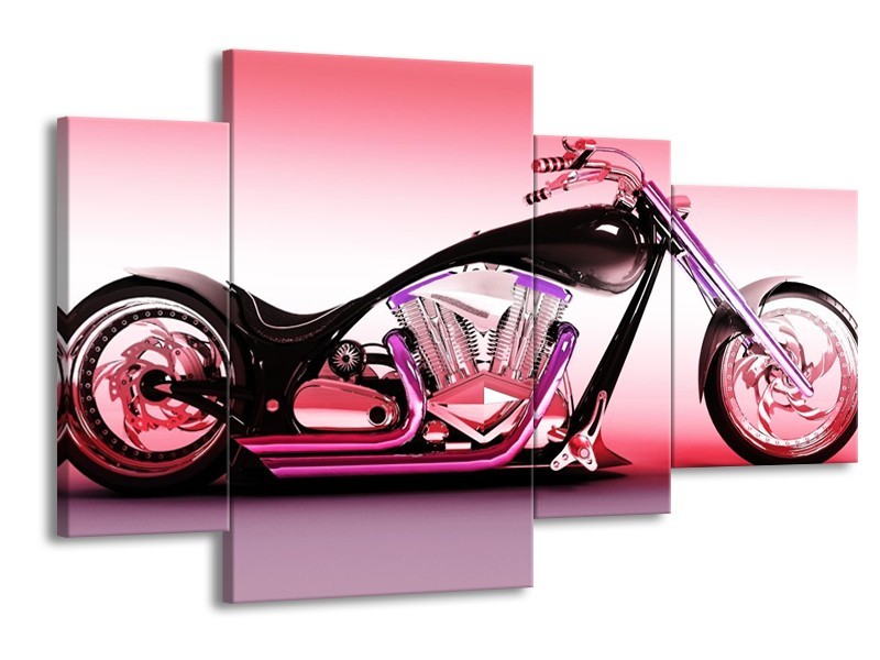 Glas schilderij Motor | Paars, Roze, Zwart | 120x75cm 4Luik