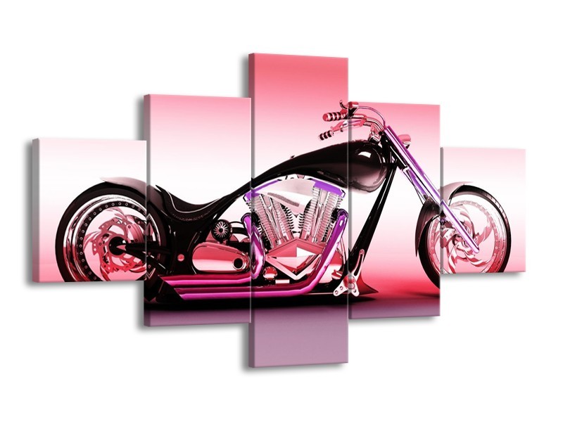 Glas schilderij Motor | Paars, Roze, Zwart | 125x70cm 5Luik