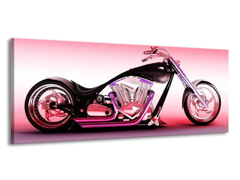 Glas schilderij Motor | Paars, Roze, Zwart | 145x58cm 1Luik