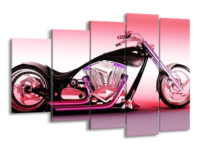 Glas schilderij Motor | Paars, Roze, Zwart | 150x100cm 5Luik