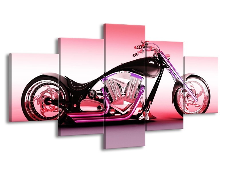 Glas schilderij Motor | Paars, Roze, Zwart | 150x80cm 5Luik
