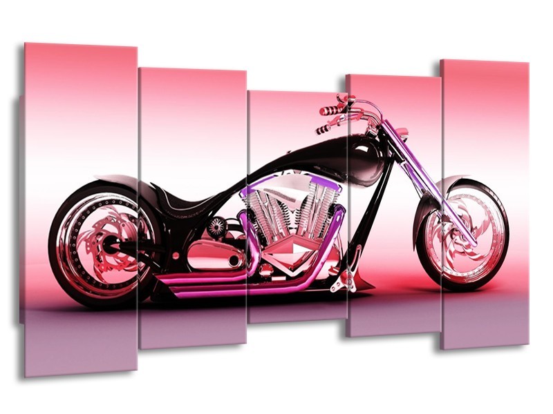 Glas schilderij Motor | Paars, Roze, Zwart | 150x80cm 5Luik