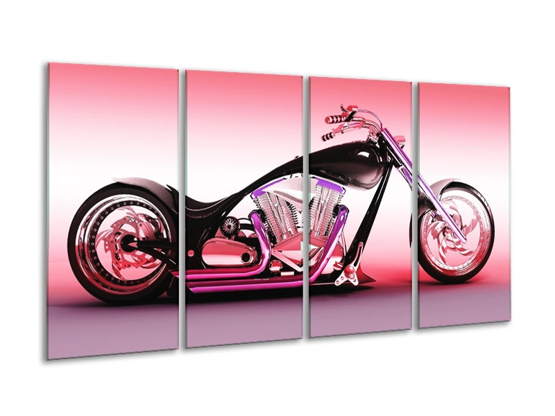 Glas schilderij Motor | Paars, Roze, Zwart | 160x80cm 4Luik