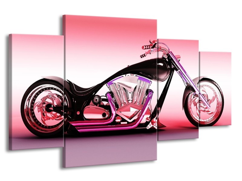 Glas schilderij Motor | Paars, Roze, Zwart | 160x90cm 4Luik