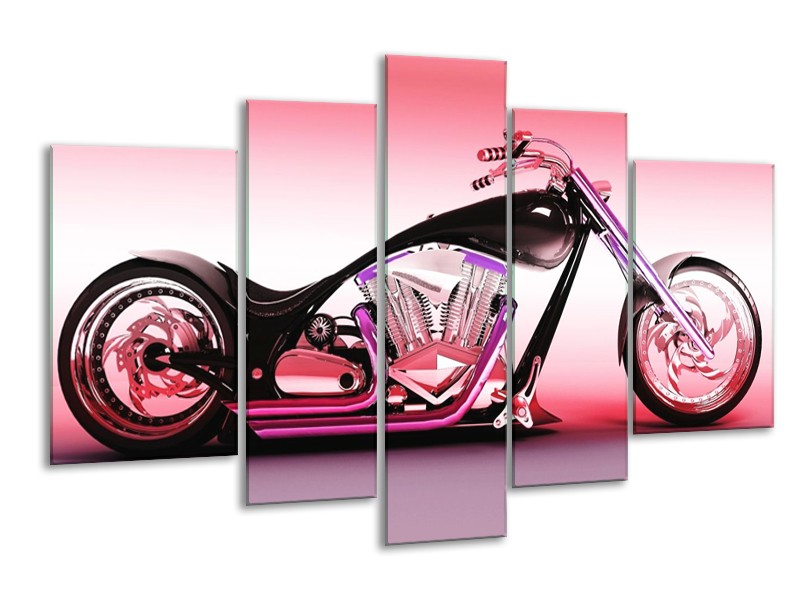 Glas schilderij Motor | Paars, Roze, Zwart | 170x100cm 5Luik