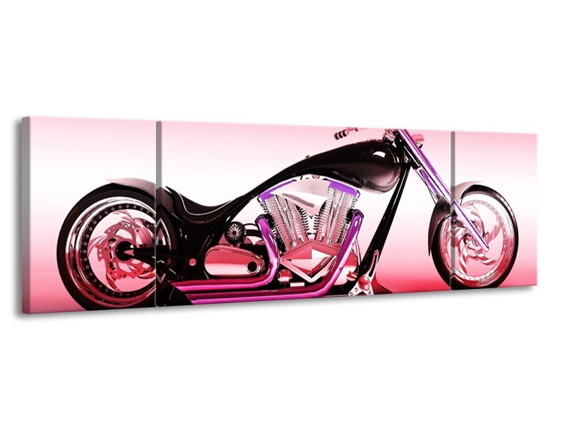 Glas schilderij Motor | Paars, Roze, Zwart | 170x50cm 3Luik