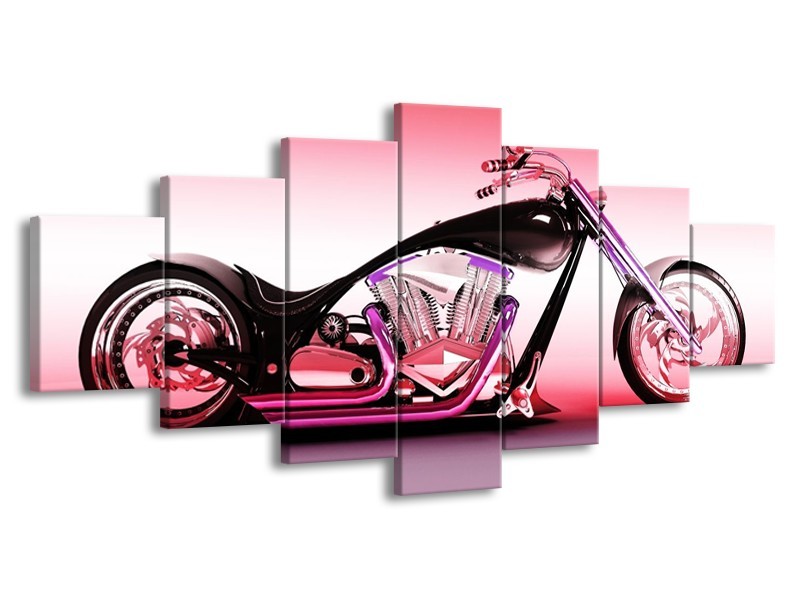 Glas schilderij Motor | Paars, Roze, Zwart | 210x100cm 7Luik