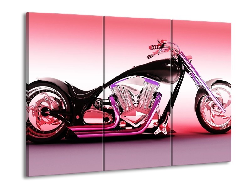 Glas schilderij Motor | Paars, Roze, Zwart | 90x60cm 3Luik