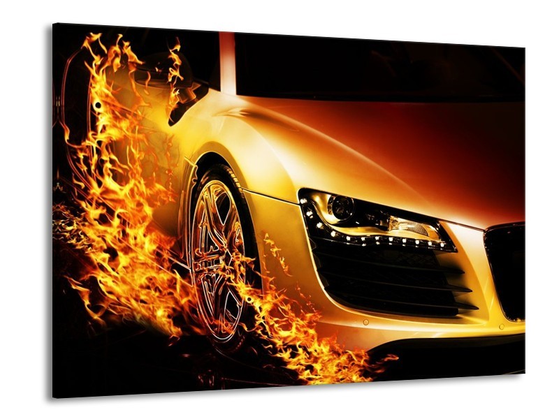 Canvas schilderij Auto | Oranje, Goud, Zwart | 100x70cm 1Luik
