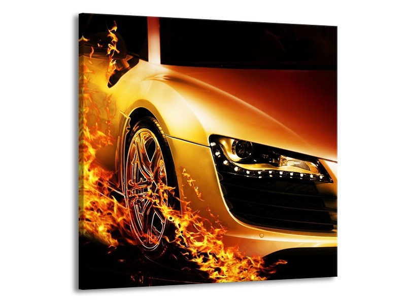 Glas schilderij Auto | Oranje, Goud, Zwart | 70x70cm 1Luik