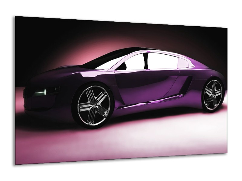 Glas schilderij Auto | Paars, Zwart, Wit | 120x70cm 1Luik