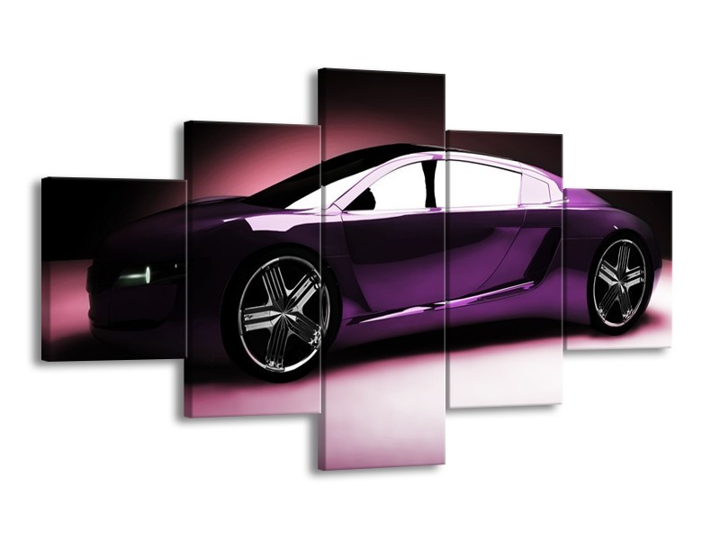 Glas schilderij Auto | Paars, Zwart, Wit | 125x70cm 5Luik