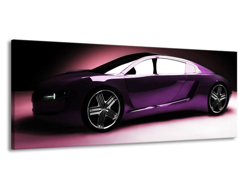 Glas schilderij Auto | Paars, Zwart, Wit | 145x58cm 1Luik