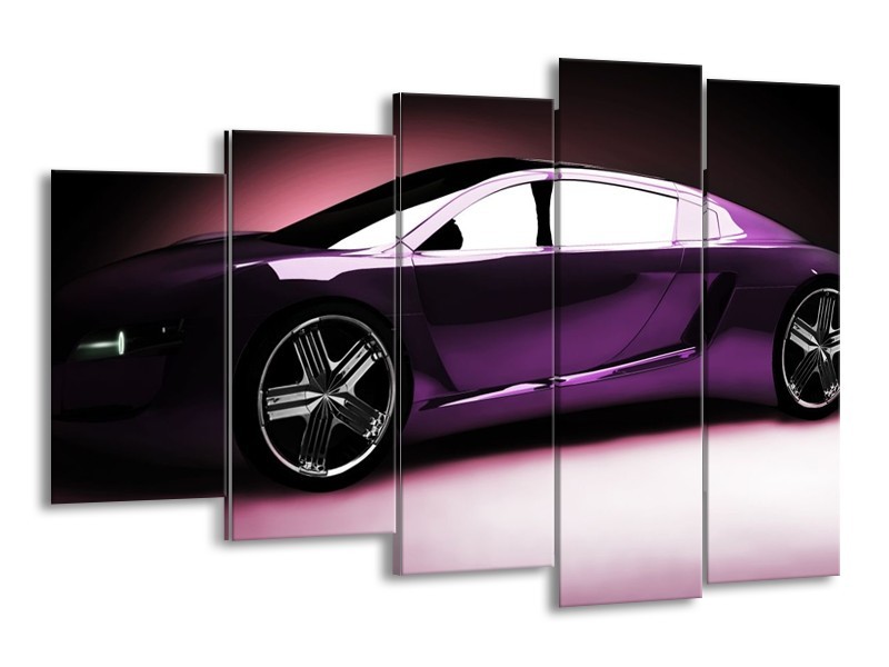 Glas schilderij Auto | Paars, Zwart, Wit | 150x100cm 5Luik