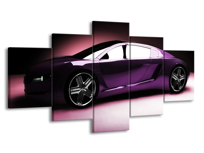 Glas schilderij Auto | Paars, Zwart, Wit | 150x80cm 5Luik