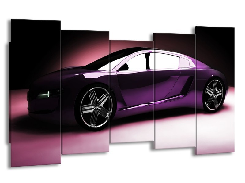 Glas schilderij Auto | Paars, Zwart, Wit | 150x80cm 5Luik