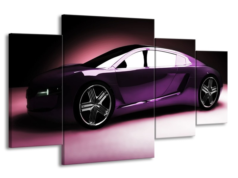 Glas schilderij Auto | Paars, Zwart, Wit | 160x90cm 4Luik