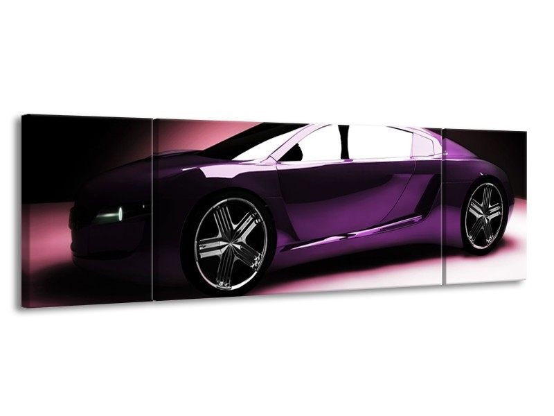 Glas schilderij Auto | Paars, Zwart, Wit | 170x50cm 3Luik