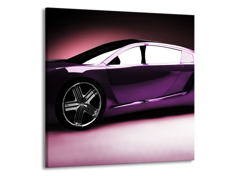 Glas schilderij Auto | Paars, Zwart, Wit | 70x70cm 1Luik