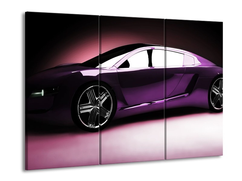 Glas schilderij Auto | Paars, Zwart, Wit | 90x60cm 3Luik