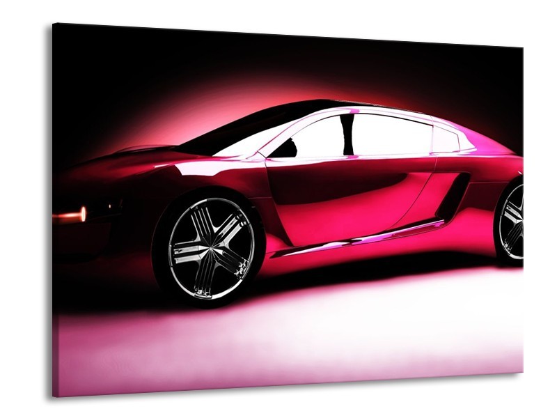 Glas schilderij Auto | Roze, Zwart, Wit | 100x70cm 1Luik