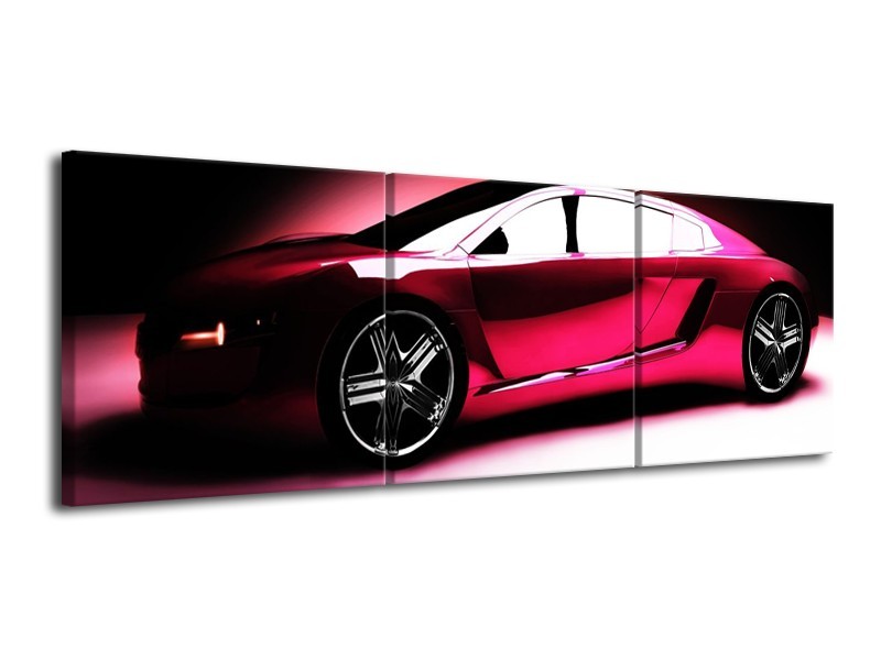 Glas schilderij Auto | Roze, Zwart, Wit | 120x40cm 3Luik