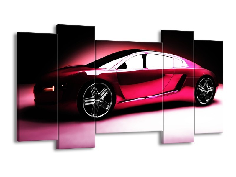 Glas schilderij Auto | Roze, Zwart, Wit | 120x65cm 5Luik