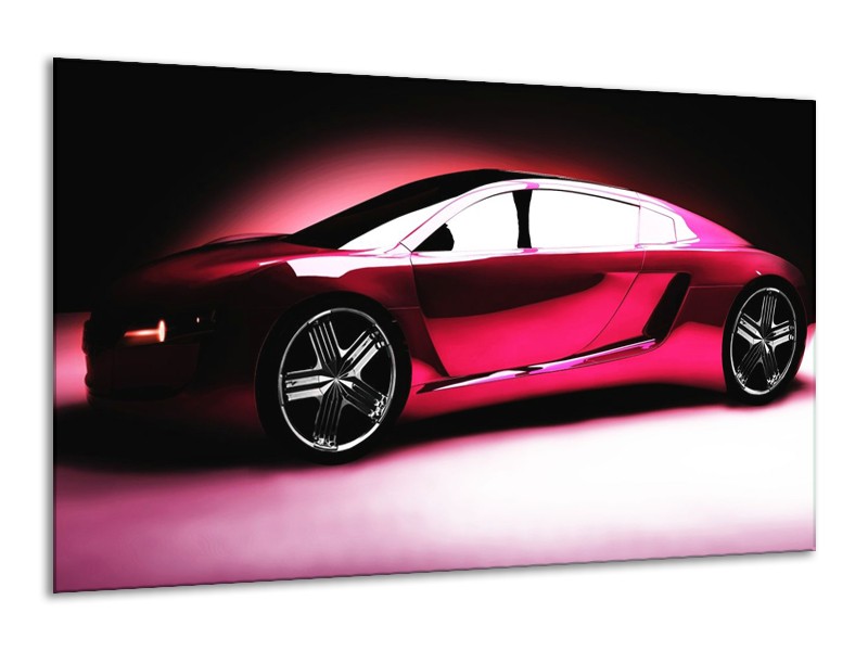 Glas schilderij Auto | Roze, Zwart, Wit | 120x70cm 1Luik