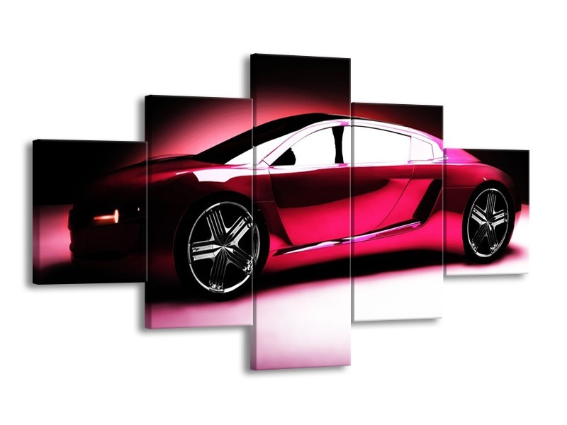 Glas schilderij Auto | Roze, Zwart, Wit | 125x70cm 5Luik