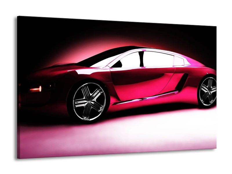 Glas schilderij Auto | Roze, Zwart, Wit | 140x90cm 1Luik