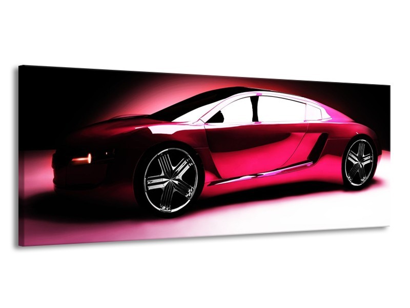 Glas schilderij Auto | Roze, Zwart, Wit | 145x58cm 1Luik