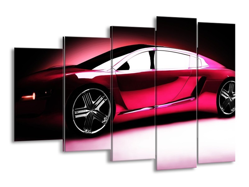Glas schilderij Auto | Roze, Zwart, Wit | 150x100cm 5Luik