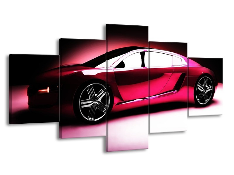 Glas schilderij Auto | Roze, Zwart, Wit | 150x80cm 5Luik