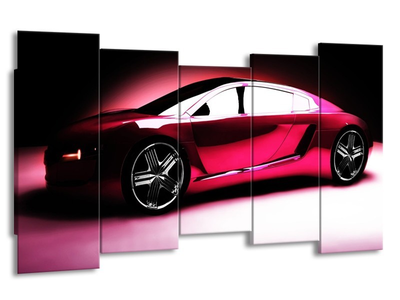 Glas schilderij Auto | Roze, Zwart, Wit | 150x80cm 5Luik