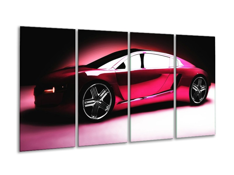 Glas schilderij Auto | Roze, Zwart, Wit | 160x80cm 4Luik